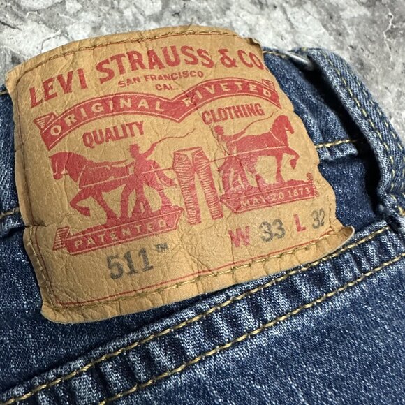 Levis 511 Jeans Mens 33x32 Blue Medium Wash Denim Straight Slim Low Rise - Picture 5 of 5